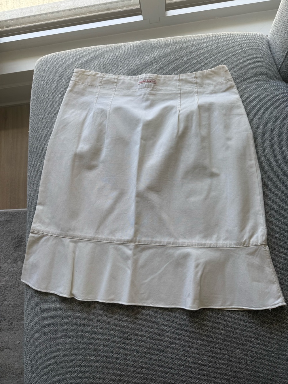 Miss Sixty | White A-Line Skirt with Ruffle Hem